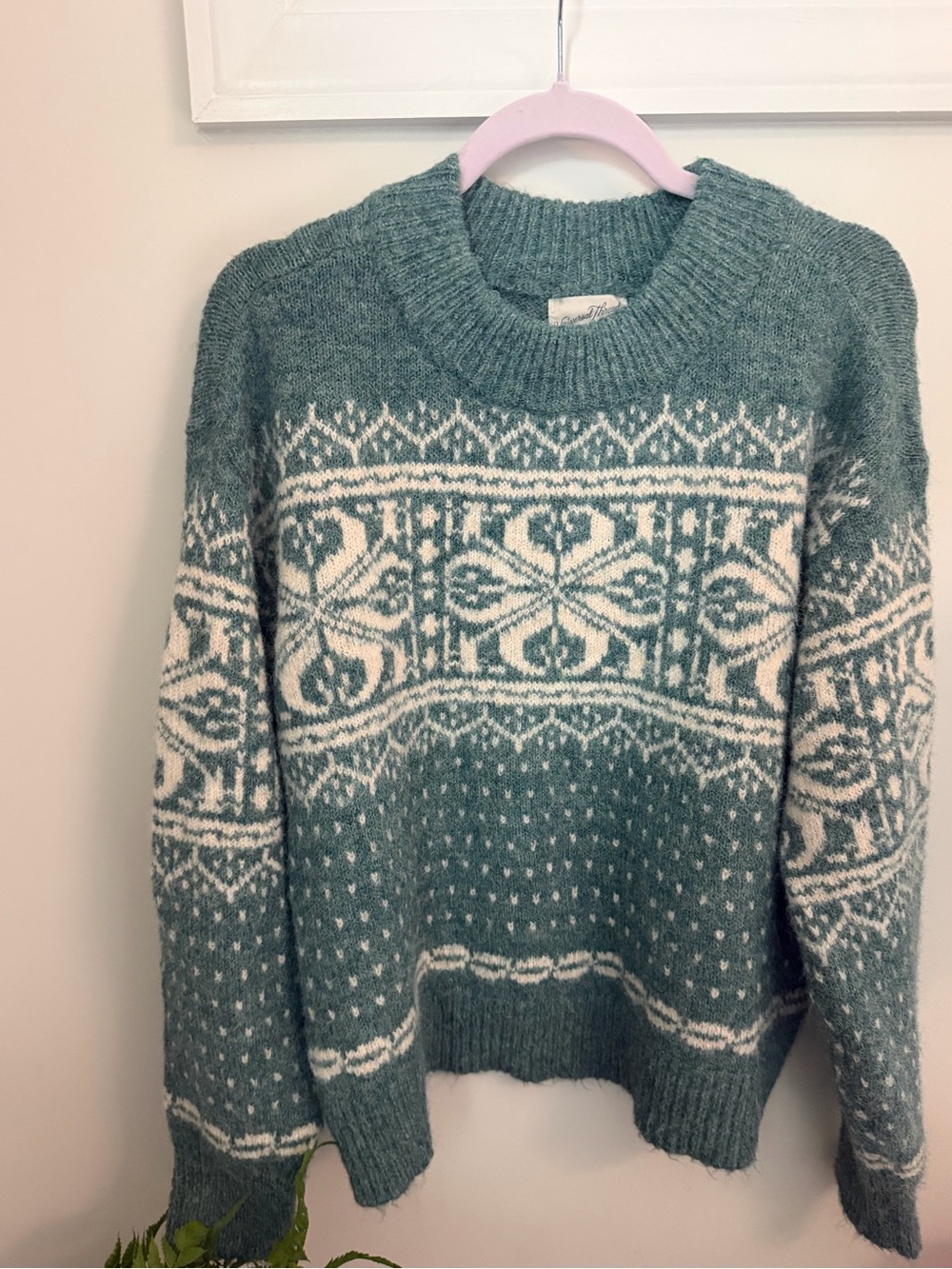 Universal Thread Crewneck Sweater - Teal & Cream